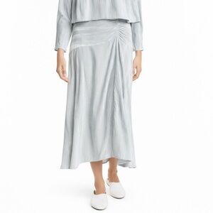 Vince Velvet Asymmetrical Ruched Zip Long Sea Glass Skirt US 8